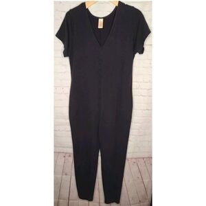 Smash + Tess Sunday Short Sleeve V-Neck Romper Midnight Black Size Medium